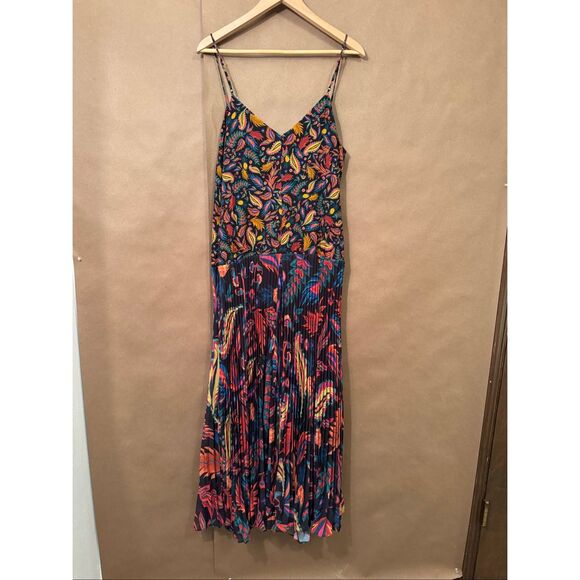 Farm Rio for Anthropologie Pleated Skirt Midi Slip Dress MSRP:$228 - Picture 10 of 14